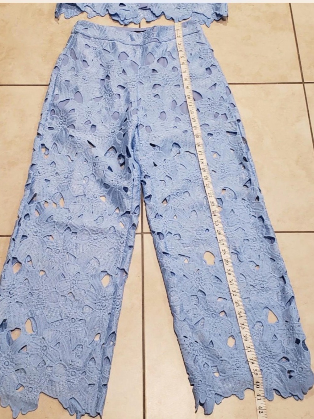 Commense Periwinkle Blue Lace Wide-Leg Jumpsuit - Picture 8 of 9